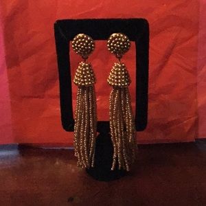 Women’s Medium SZ Gold Beaded Tassels Earrings